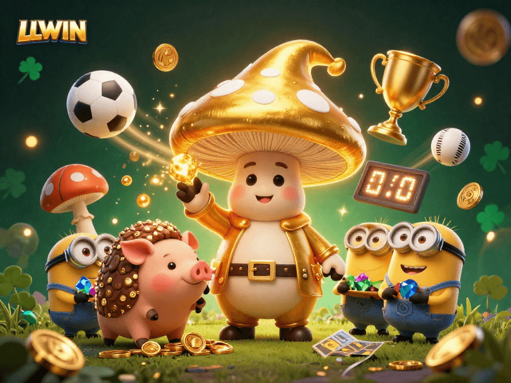Experience winning strategies at LLWIN with a dynamic 3D character scene filled with sports elements.