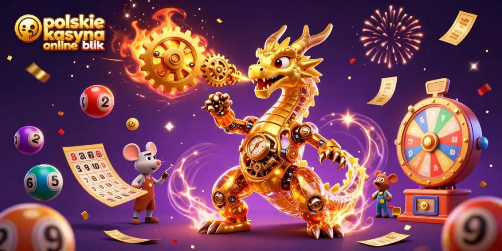 Experience the thrill of polskie kasyna online blik with golden dragon and vibrant gambling elements.