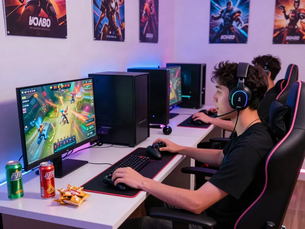 Dynamic gaming setup featuring fox88 games with an engaged player in a vibrant environment.