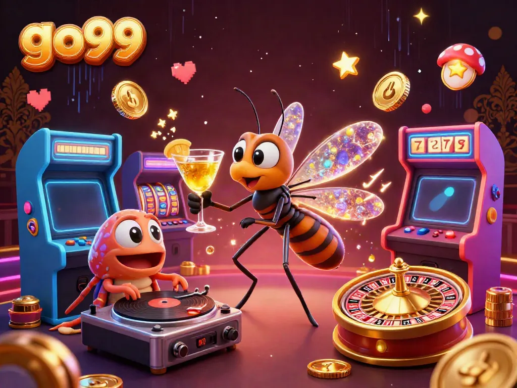 Experience the exciting game play at go99 with vibrant casino elements and animated characters.