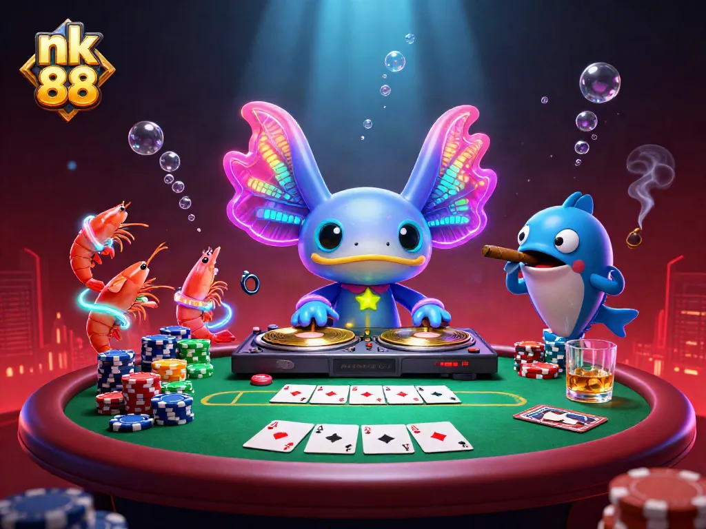 Experience thrilling bets at nk 88 with vibrant casino elements and lively characters.