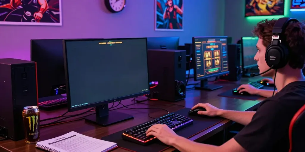 Exciting online gaming environment showcasing 'janji33 daftar' experience with vibrant lighting and immersive gaming setup.