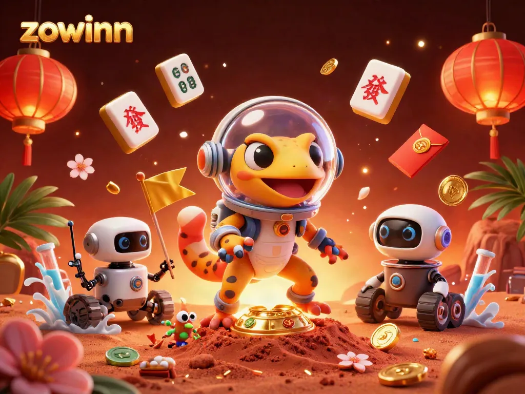 Zowinn engages players with vibrant casino adventures featuring a unique Martian gecko in an exciting 3D scene.
