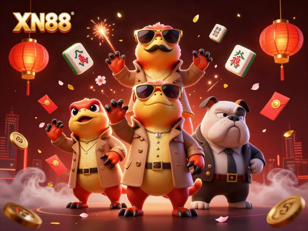 Experience XN88 with three raptors in disguise entering a VIP casino lounge amidst vivid gaming elements.
