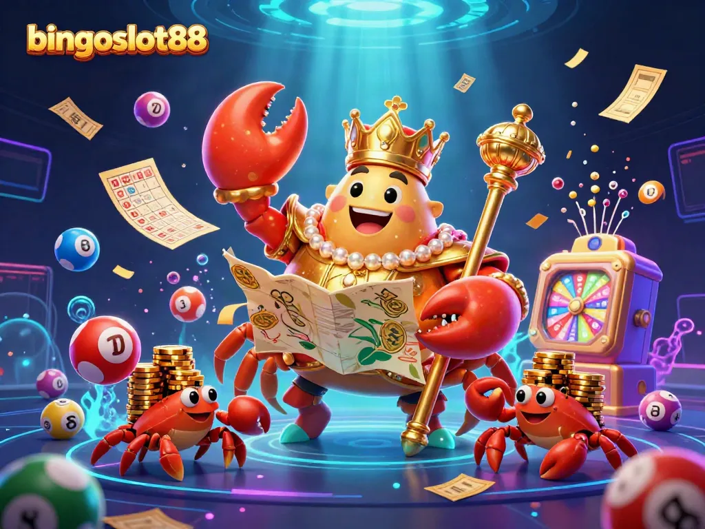 Bermain bingo dengan bingoslot88 di dalam ilustrasi yang penuh warna dan detail menarik.