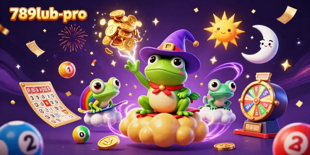 Experience thrilling gameplay with 789lub-pro surrounded by vibrant lottery elements and magical energy.