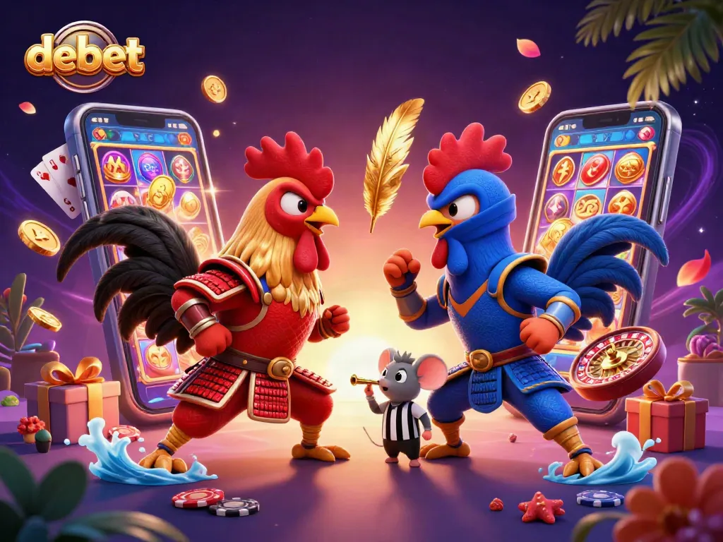 Engage in thrilling games at debet with dynamic roosters, colorful slots, and vibrant casino elements!