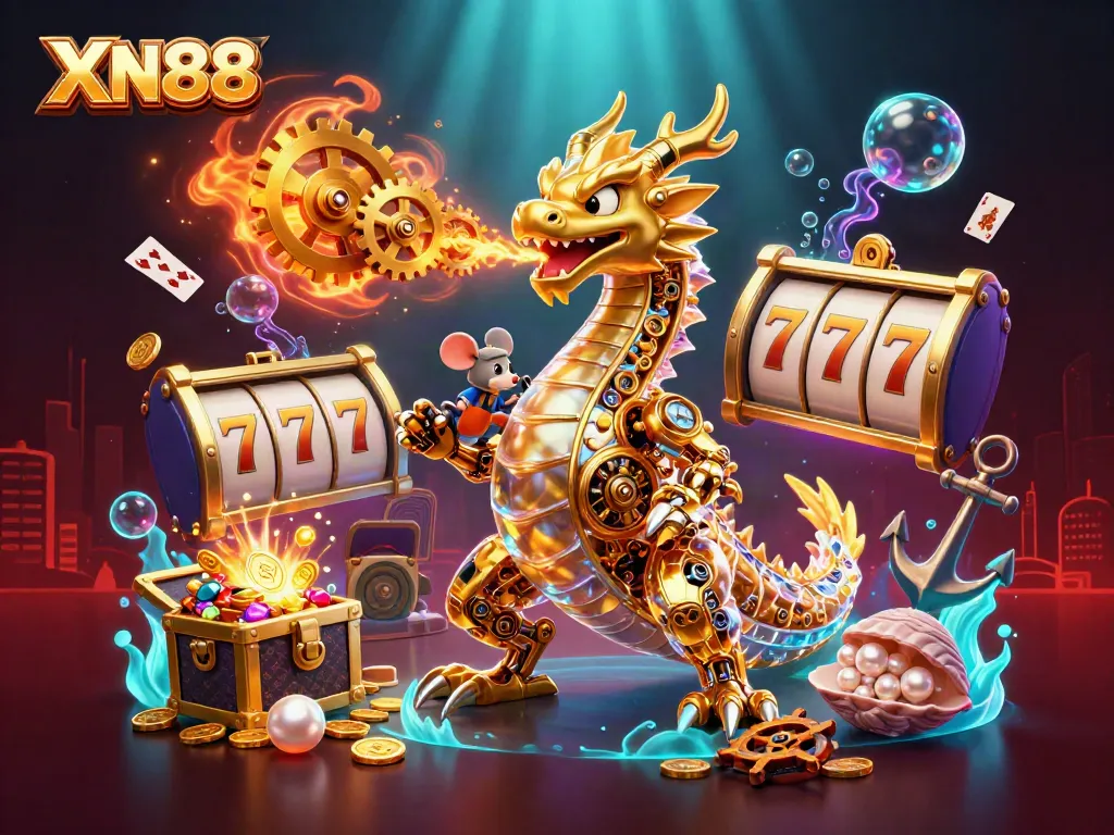 Experience thrilling gameplay with XN88 in this vibrant casino-themed digital illustration.
