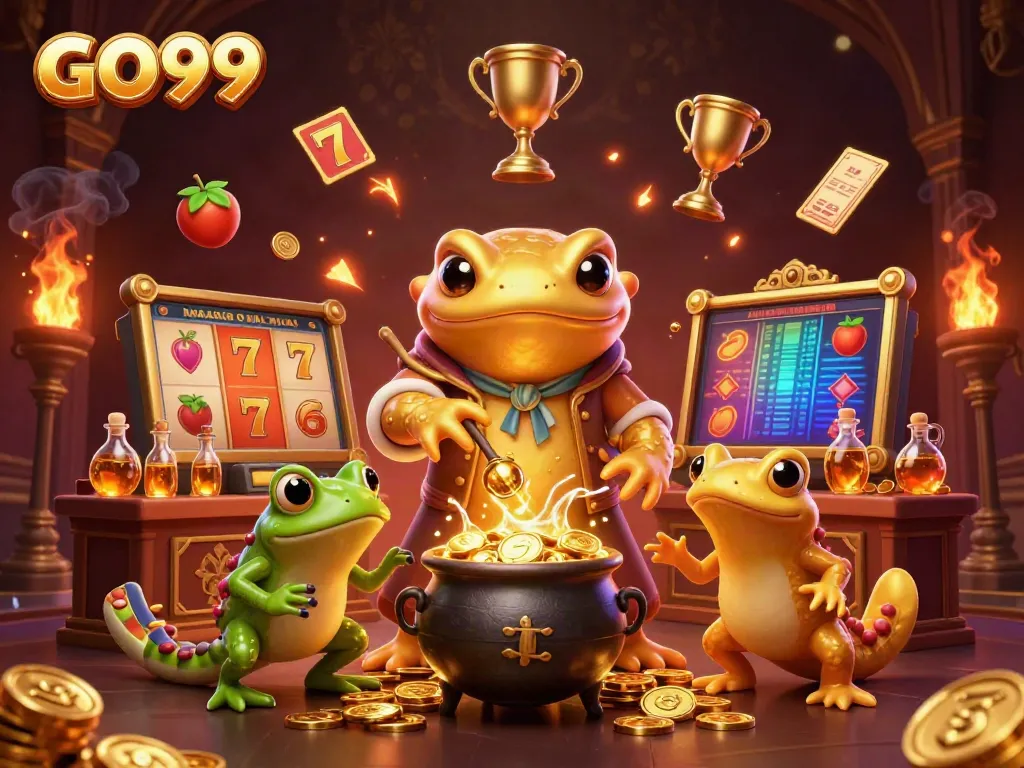 Engage with GO99's exciting gold transmutation scene in a mystical casino atmosphere.