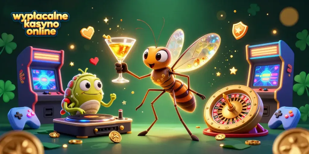 Engage in the excitement at wypłacalne kasyno online featuring vibrant casino characters and elements.