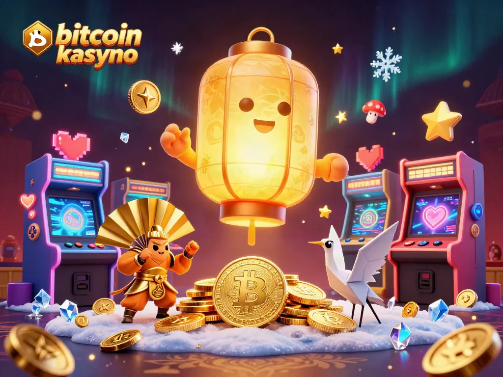 Experience the vibrant energy of bitcoin kasyno with golden lantern spirits and arcade games in action.
