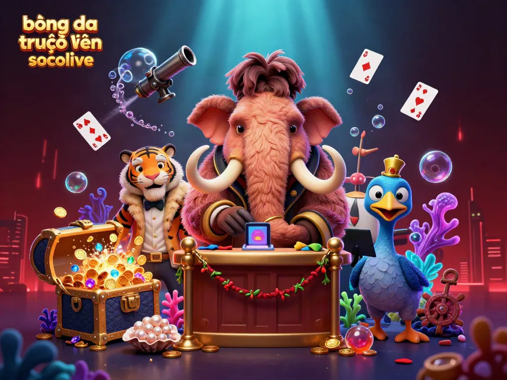 Engage with bóng đá trực tuyến socolive featuring a mammoth bouncer and whimsical characters.