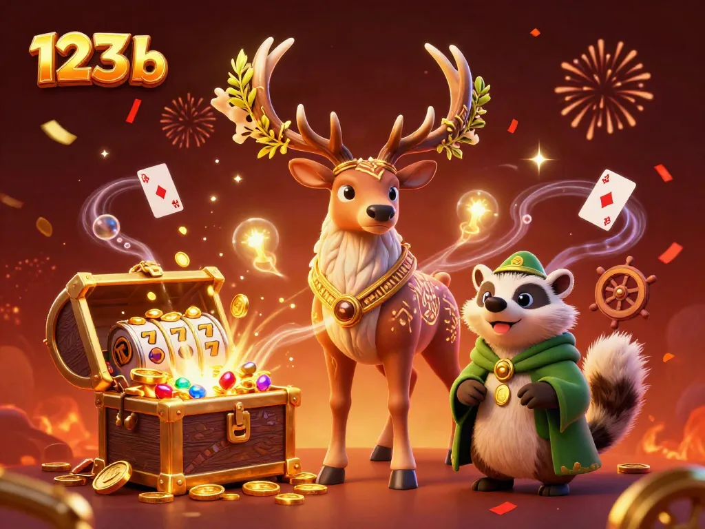 Experience thrilling games with the majestic stag and wise badger in the 123 b casino scene.