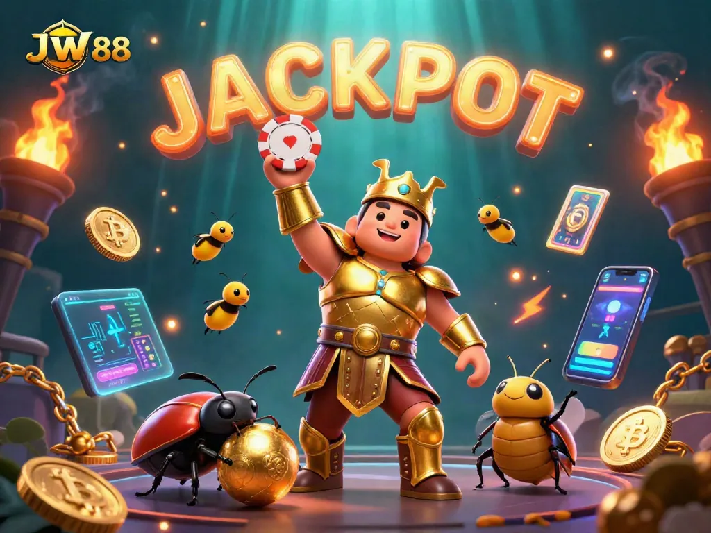 Boost your winnings with JW 88's dazzling casino adventure featuring vibrant characters and crypto elements.