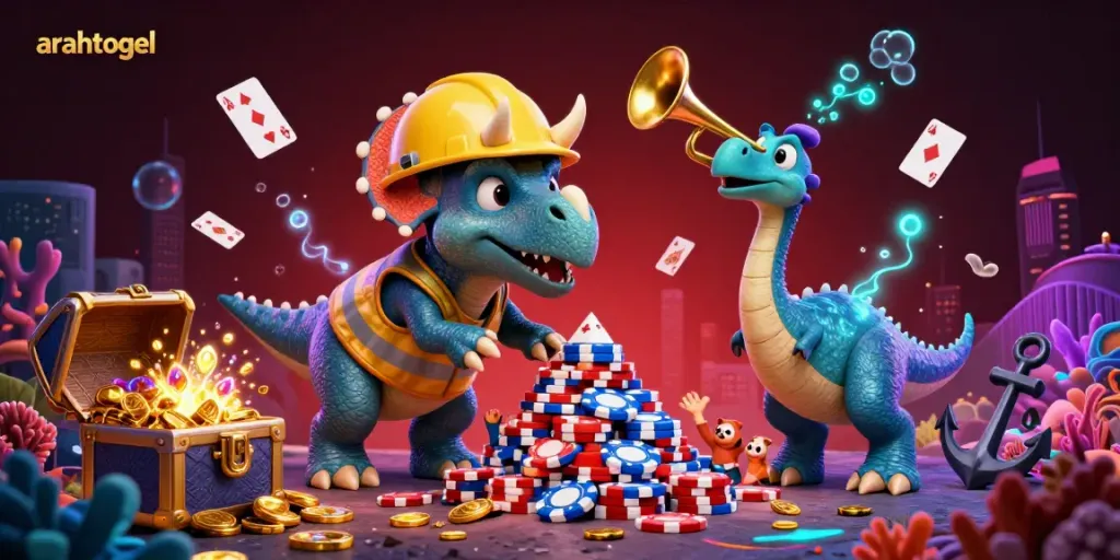 Build a winning strategy at arahtogel with colorful characters and casino-themed elements.