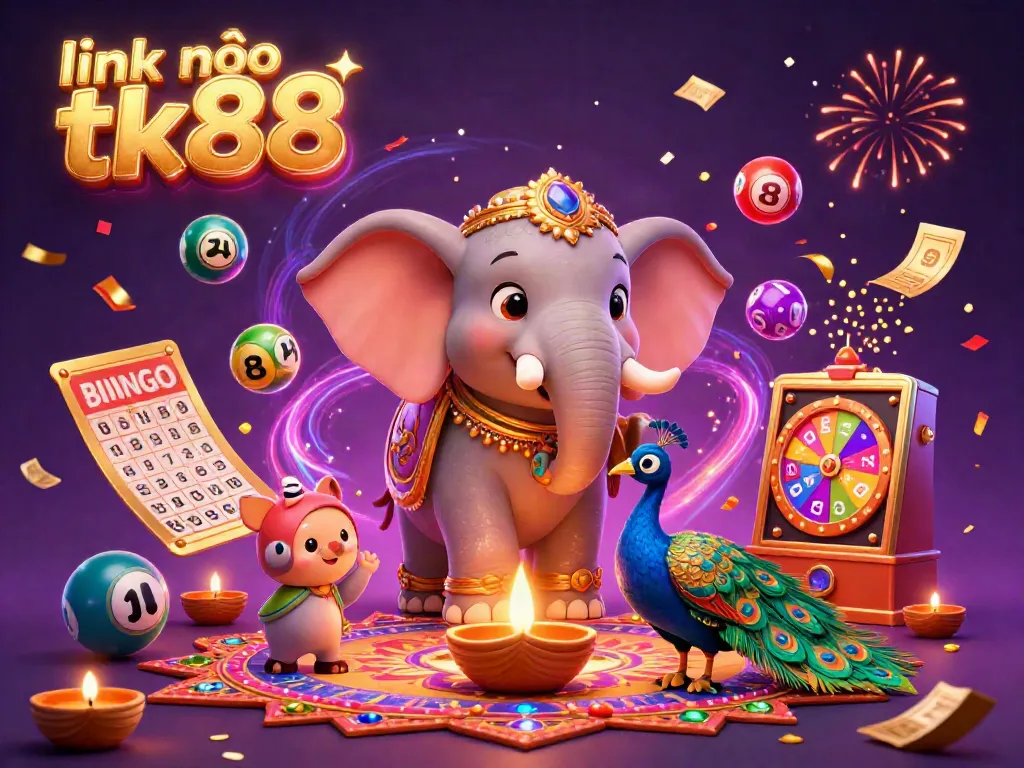 Experience diverse games and bonuses at link vào tk88, featuring a vibrant 3D casino illustration.