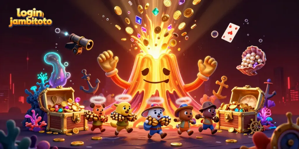 Engage in winning strategies with the vibrant login jambitoto-themed 3D casino illustration.