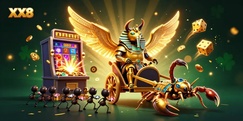 Experience thrilling gameplay with XX8's lively casino adventure featuring dazzling elements and vibrant imagery.