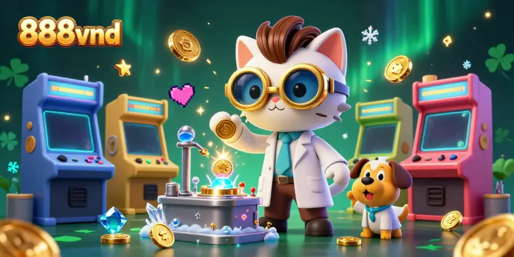 Engage in thrilling gameplay at 888vnd, where vibrant 3D slots and gold coins create an exciting atmosphere.