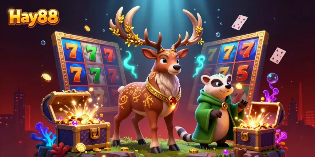 Play vibrant slot-themed games at Hay88, featuring stunning visuals and dynamic characters.