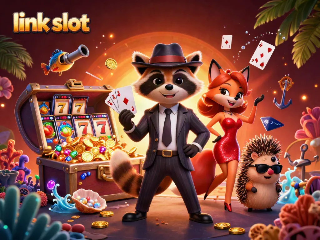 Engage with thrilling link slot action featuring charismatic characters and vibrant casino elements.