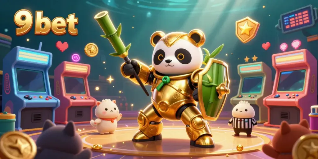 Play and win with 9 bet in an exciting 3D casino world filled with vibrant arcade games and characters.