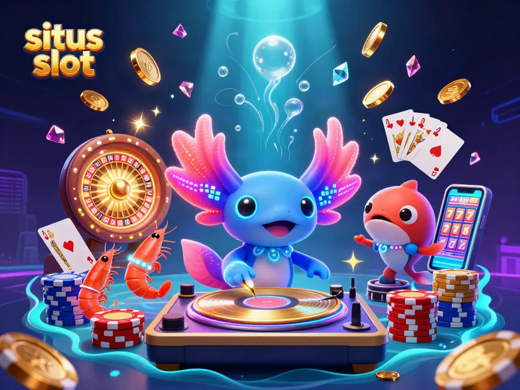 Win big with situs slot in a vibrant underwater casino scene featuring dynamic 3D characters.