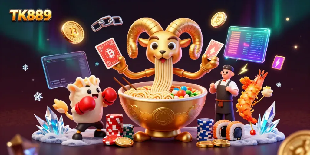 Engage in the vibrant gaming action at TK889 with immersive characters and casino elements from crypto gaming.