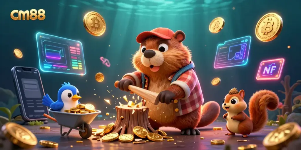 Engage with cm88's exciting casino offerings featuring vibrant characters and gold coins.
