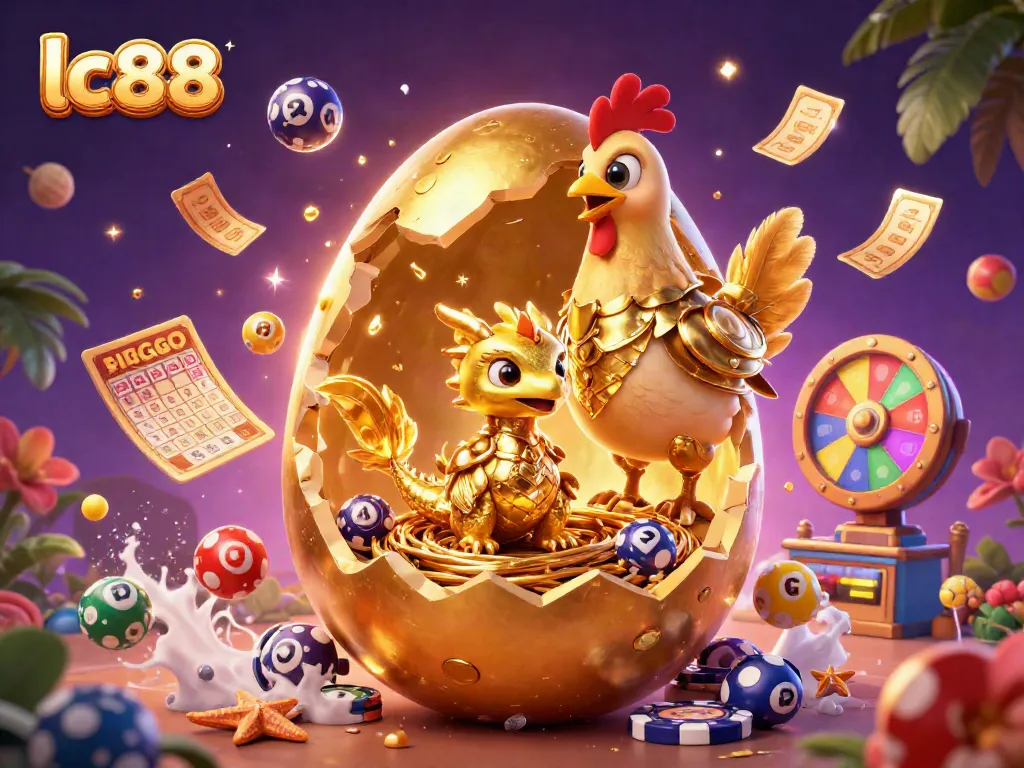 Experience excitement with lc88's vibrant gambling elements in a magical 3D scene.