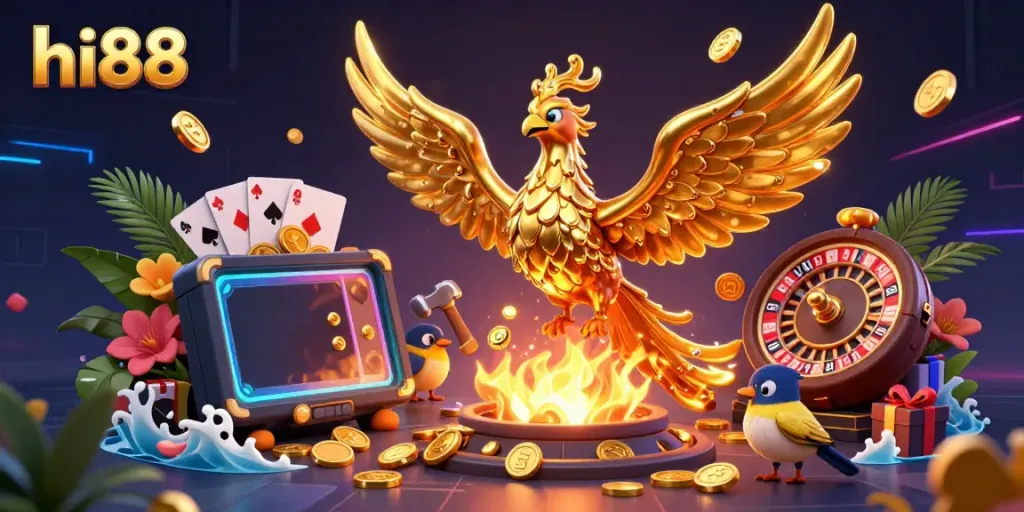 Experience hi88 gaming action with molten phoenix and vibrant casino elements.