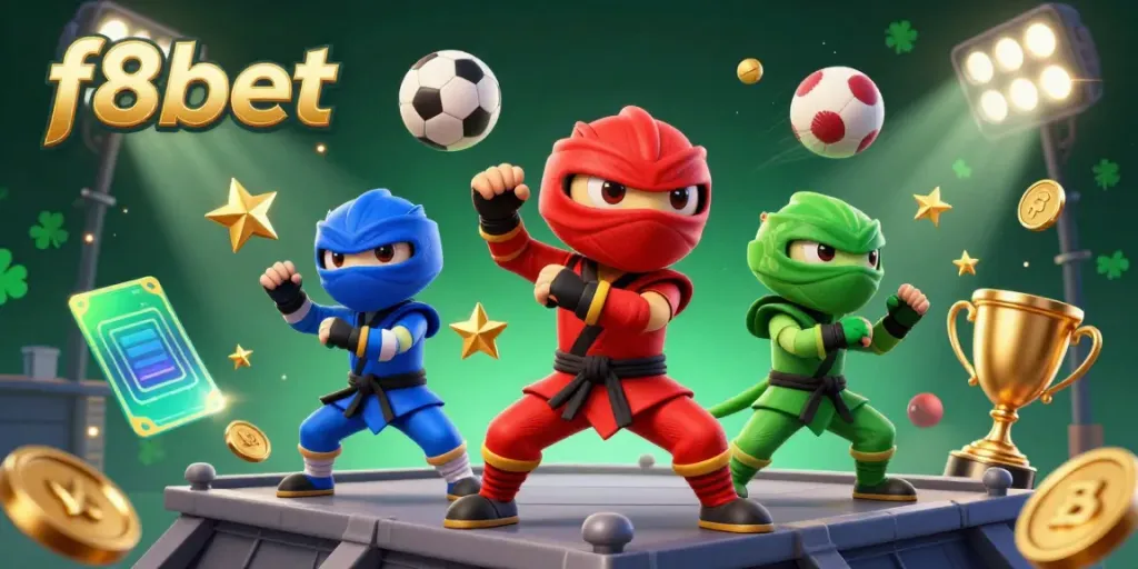 Experience the thrill of betting with f8bet's vibrant ninja chameleons amid sports action.