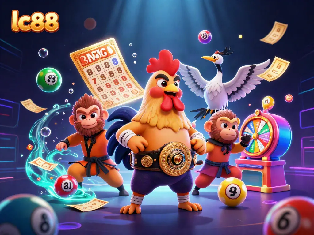 Experience exciting gameplay with lc88: a vibrant casino scene featuring unique characters and dynamic game elements.